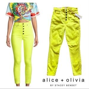 ALICE + OLIVIA Good Times Exposed Button High Rise Skinny Jeans Size 30x27